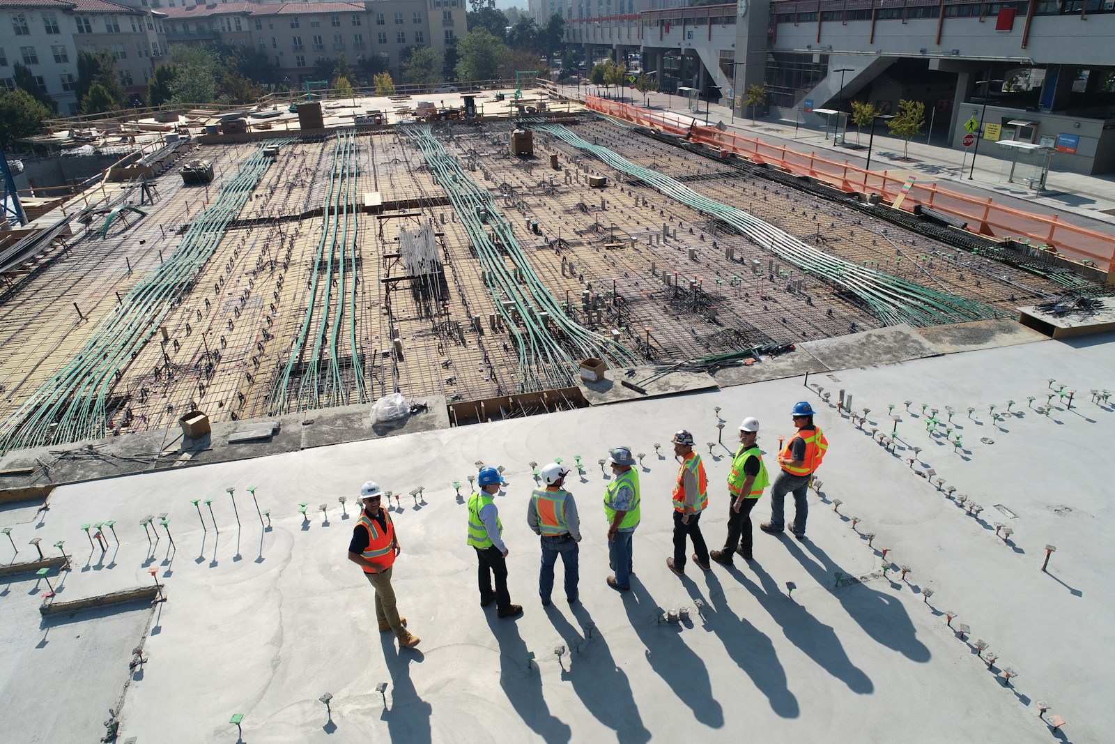 Construction professionals coordinating a project